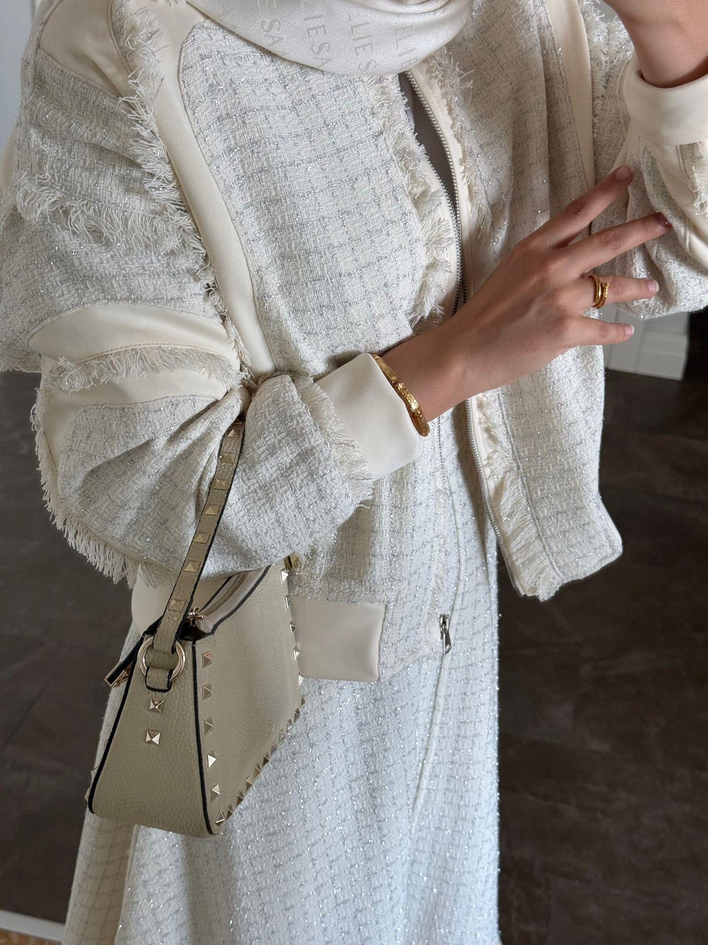 Trim Tweed A-Line Skirt Set – Ecru