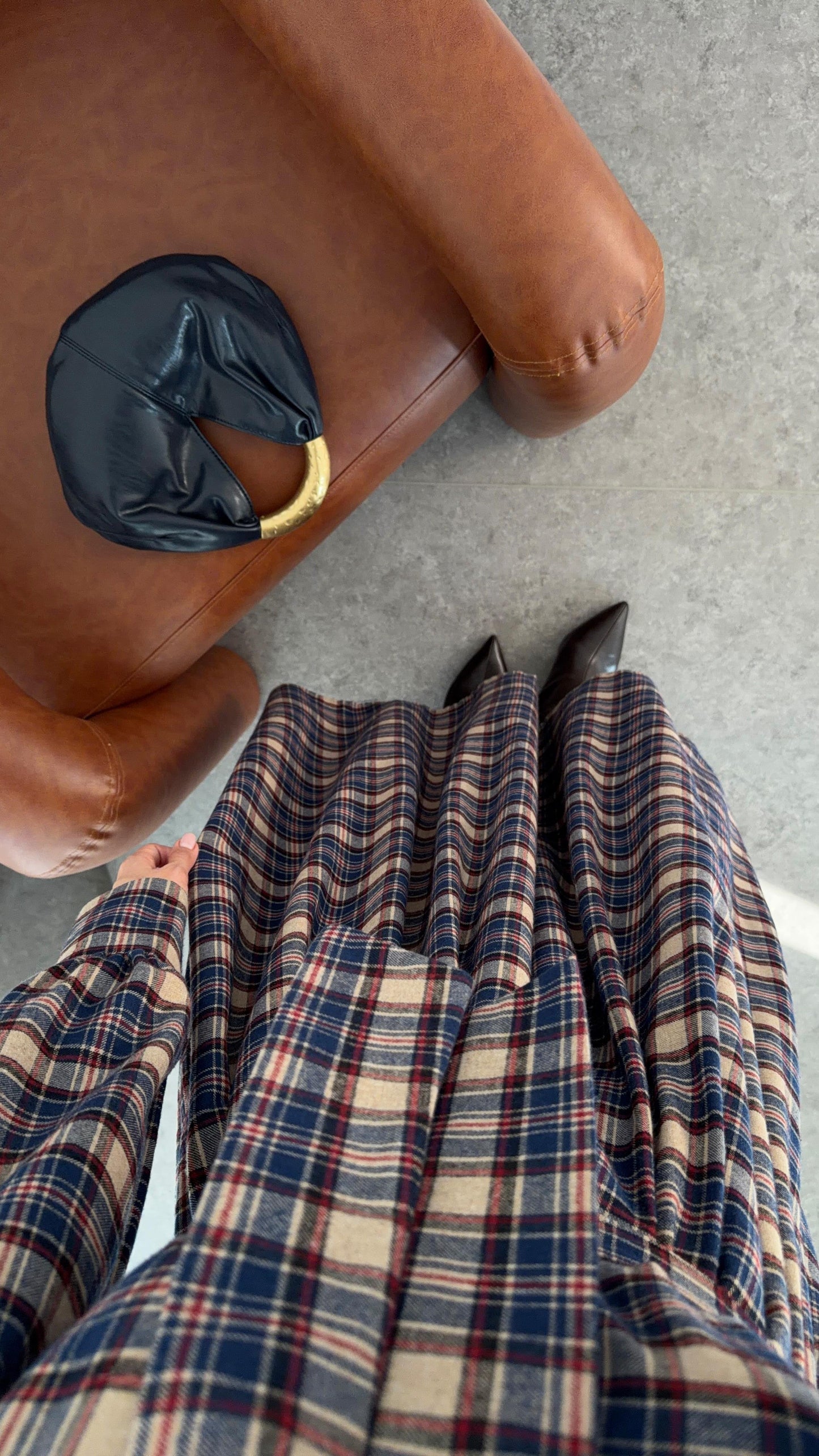 Bow-Collar Blue Gingham Dress