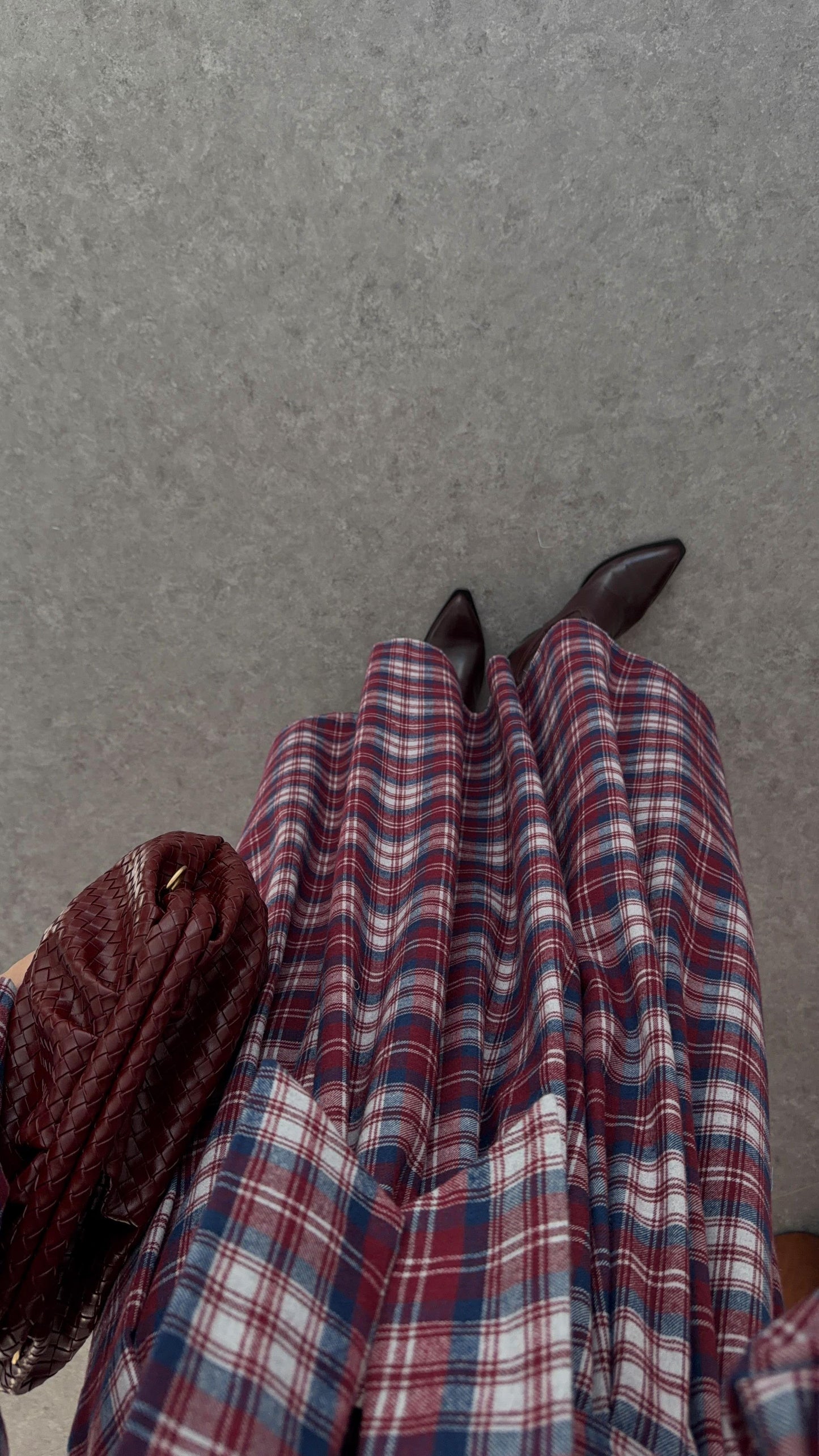 Bow-Collar Red Gingham Dress