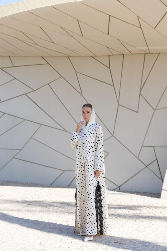 Polka Dot Pearl Viscose Abaya