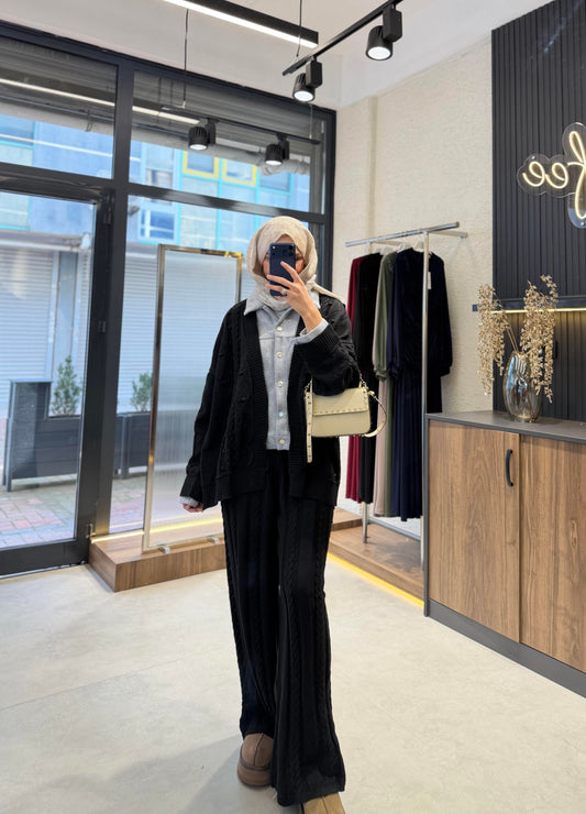 Black Soft Knit Cardigan & Pants