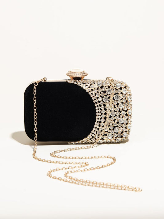 Mini Rhinestone Decor Chain Box Bag