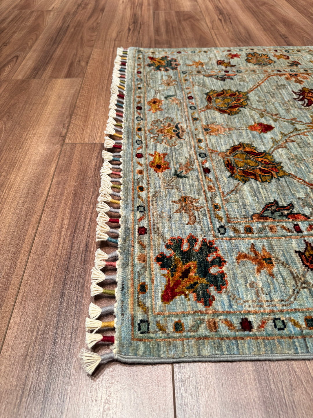 SULTANİ BİNBİRGECE YOLLUK ORJİNAL EL DOKUMASI YEŞİL KÖK BOYA YÜN HALI 0.86X254 2.18 METREKARE - 2X8 FT