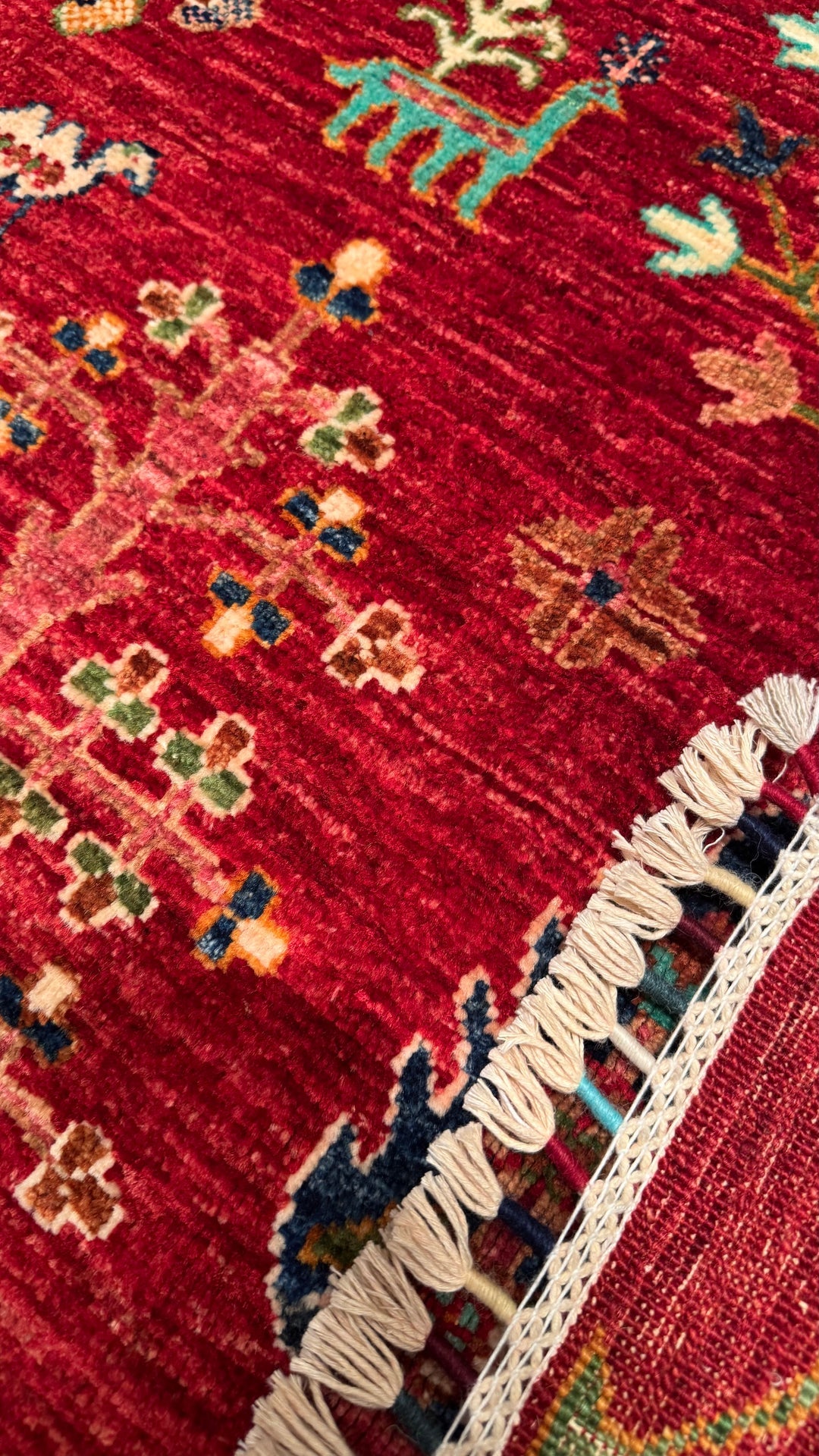 SULTANİ HAYAT AĞACI ORJİNAL EL DOKUMASI KIRMIZI KÖK BOYA YÜN HALI 122X184 2.24 METREKARE - 4X6 FT