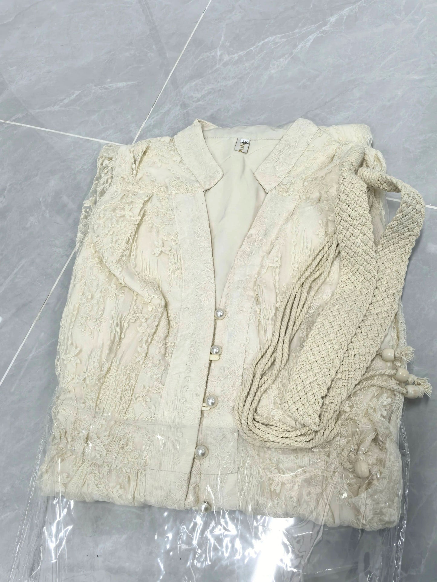 Luxury Embroidery Flower Dress - White