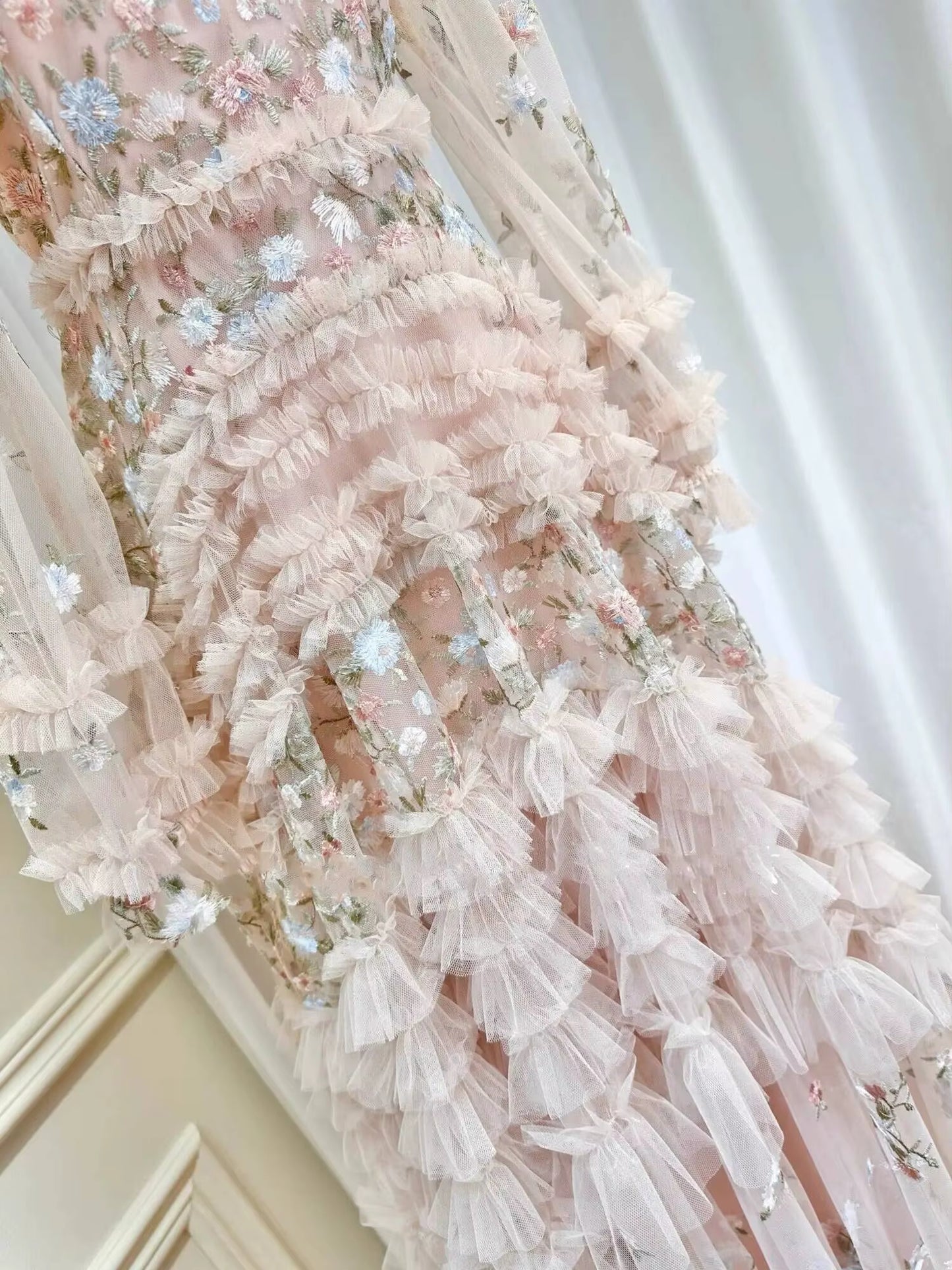 Floral Embroidered Lace Prom & Evening Dress