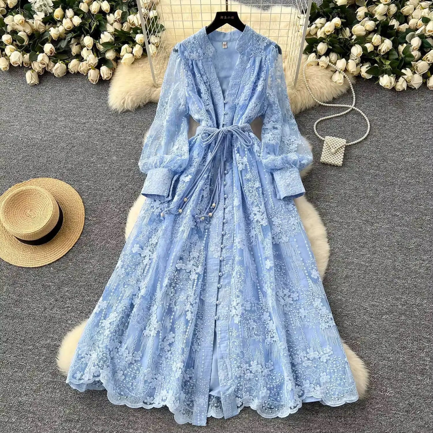 Luxury Embroidery Flower Dress
