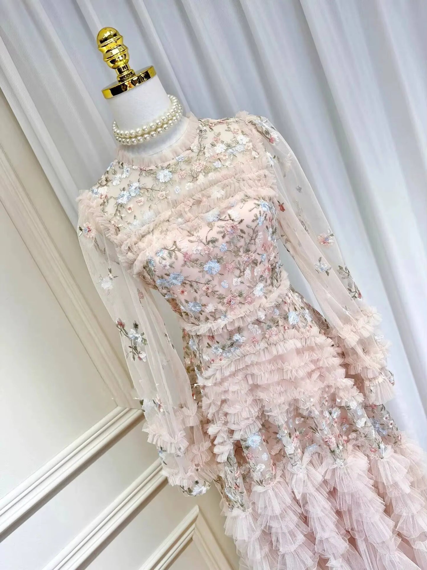 Floral Embroidered Lace Prom & Evening Dress