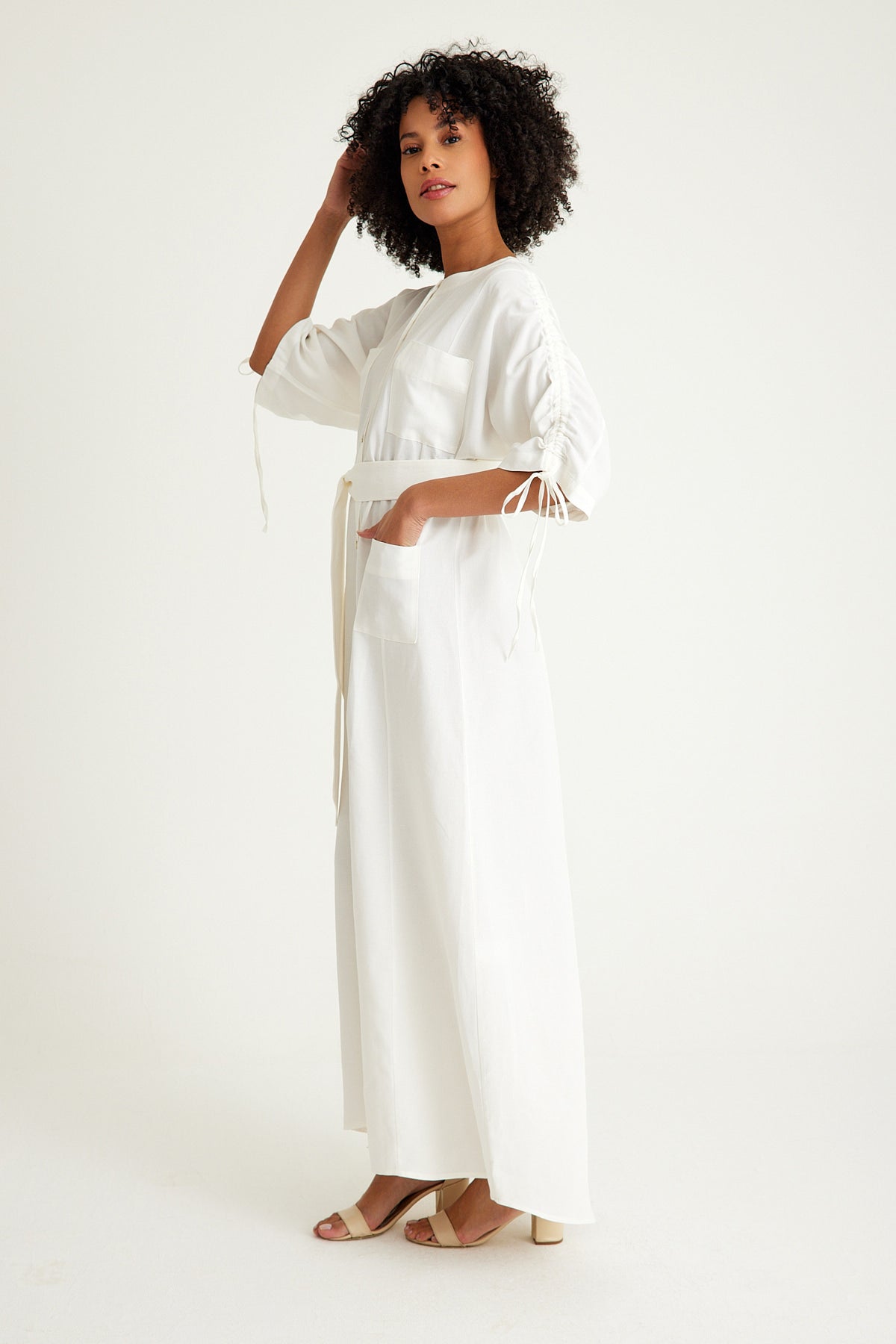 White Linen Shirt Maxi Dress