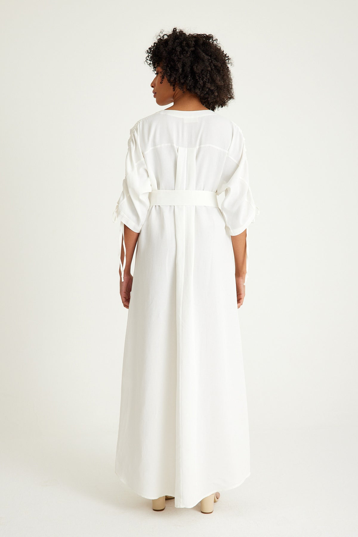 White Linen Shirt Maxi Dress