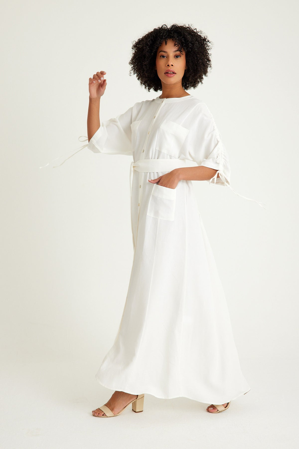 White Linen Shirt Maxi Dress