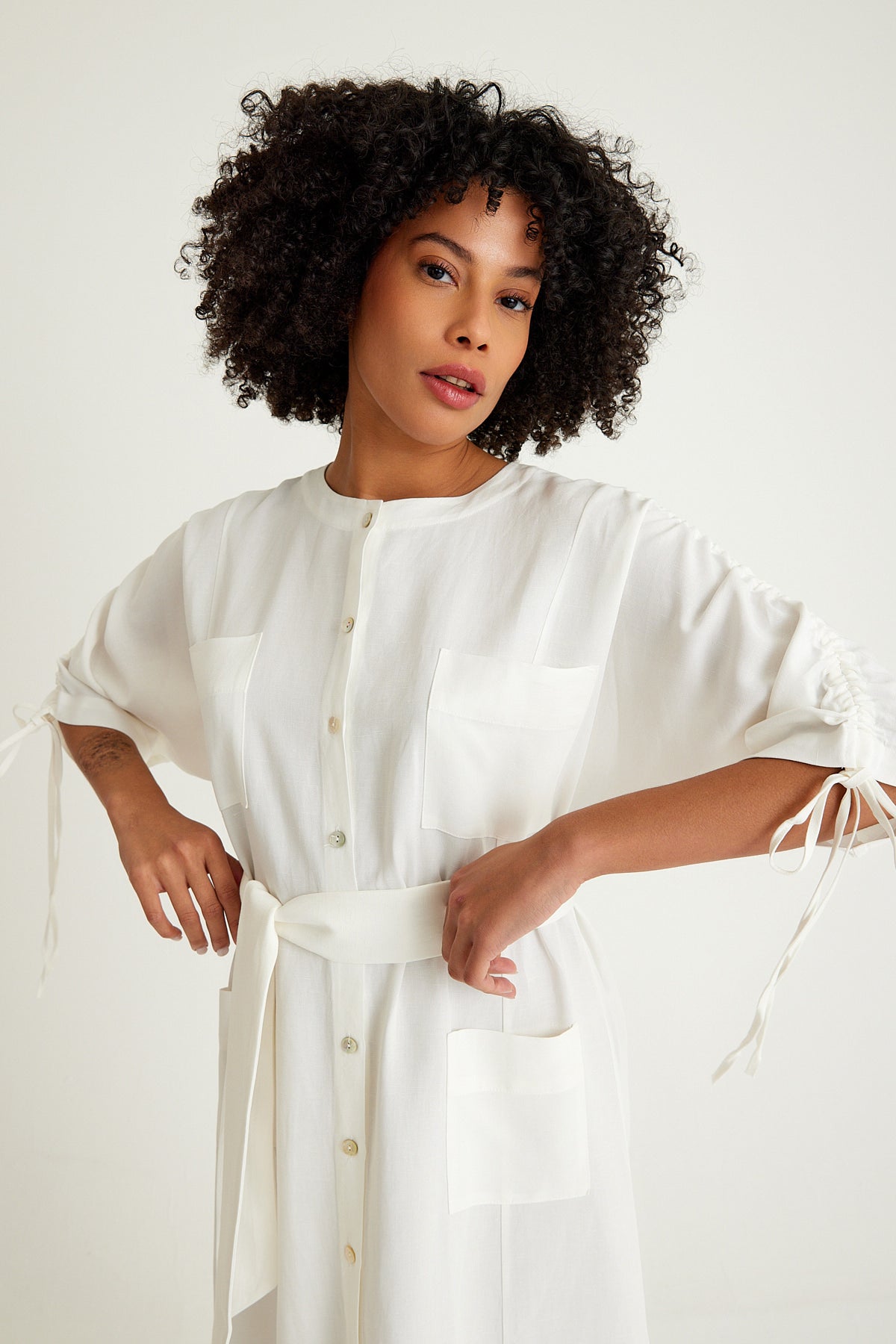 White Linen Shirt Maxi Dress