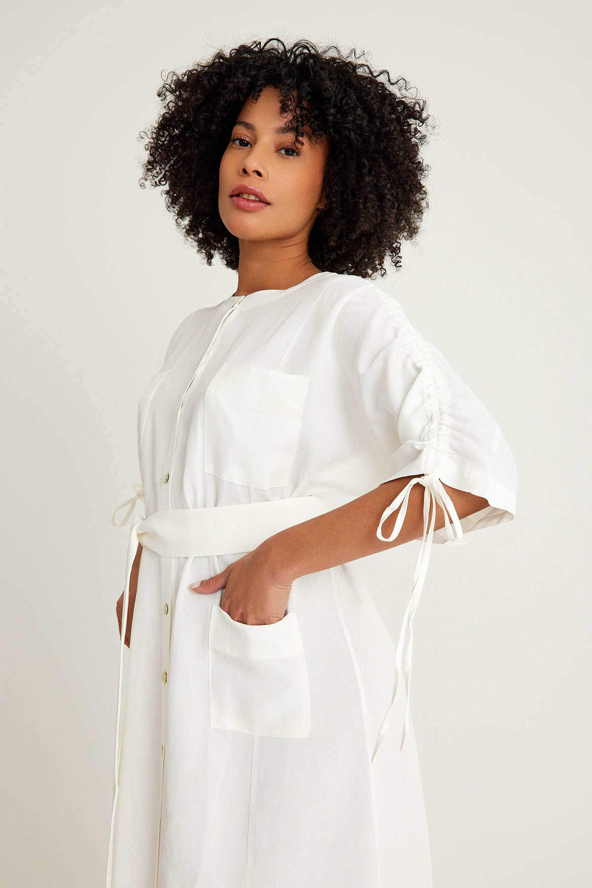 White Linen Shirt Maxi Dress