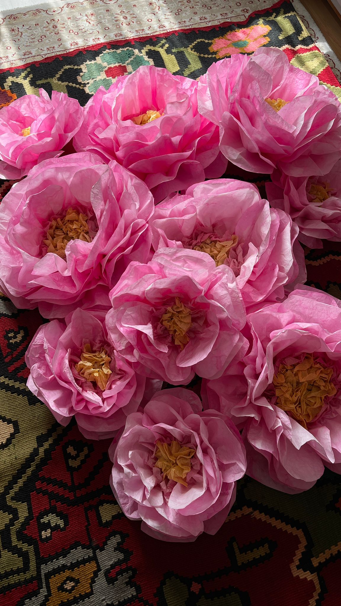 Pink Hand-Dyed Giant Tissue Paper Flower Backdrop Decoration