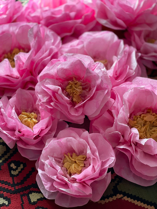 Pink Hand-Dyed Giant Tissue Paper Flower Backdrop Decoration