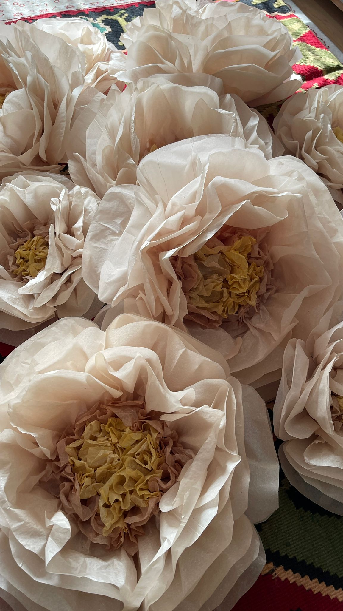 Beige Hand-Dyed Giant Tissue Paper Flower Backdrop Decoration