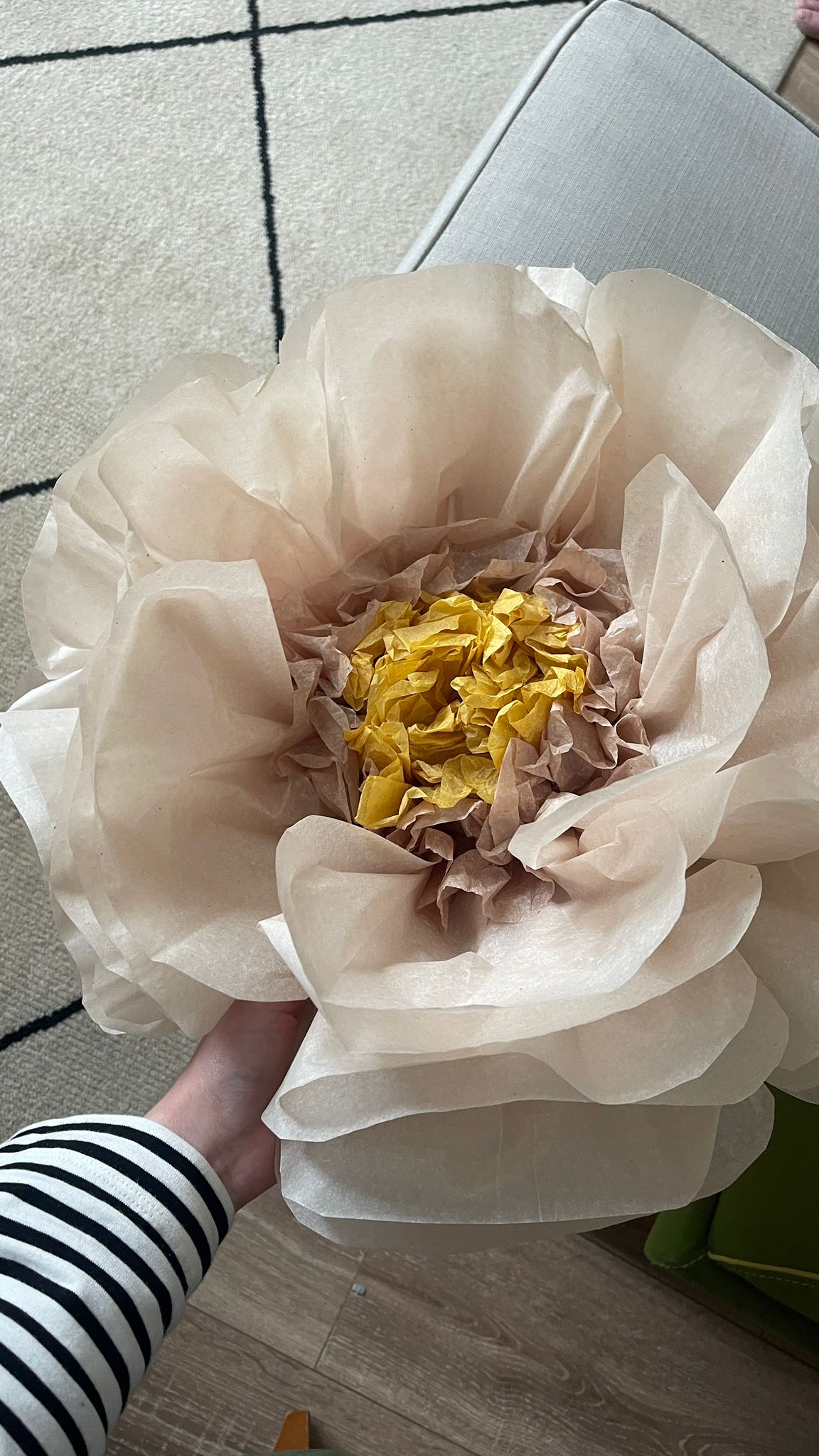 Beige Hand-Dyed Giant Tissue Paper Flower Backdrop Decoration