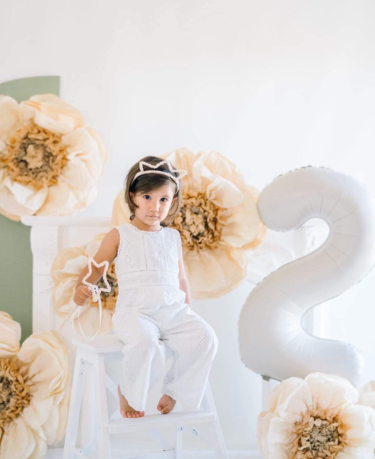 Beige Hand-Dyed Giant Tissue Paper Flower Backdrop Decoration