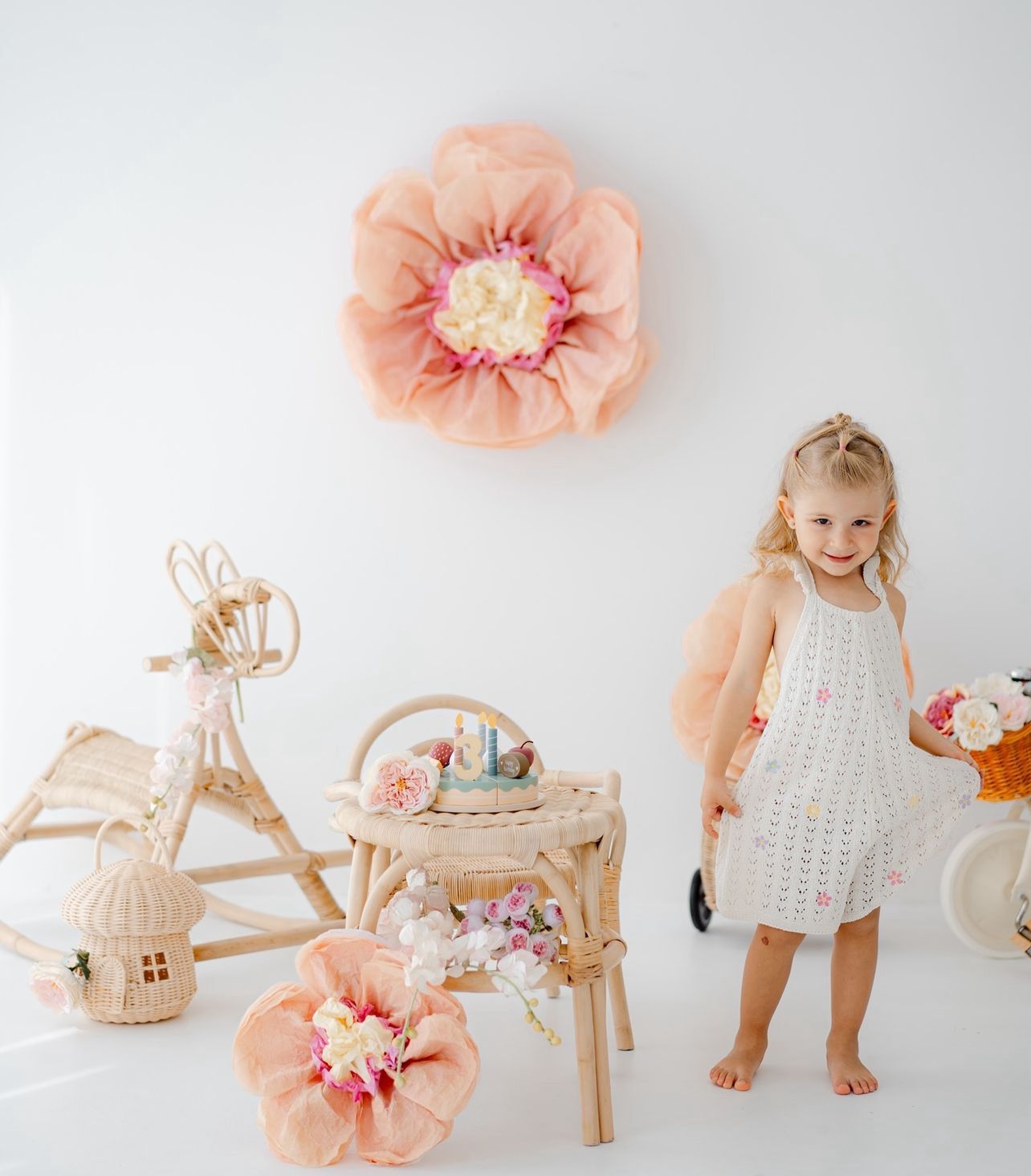 Blush Hand-Dyed Giant Tissue Paper Flower Backdrop Decoration