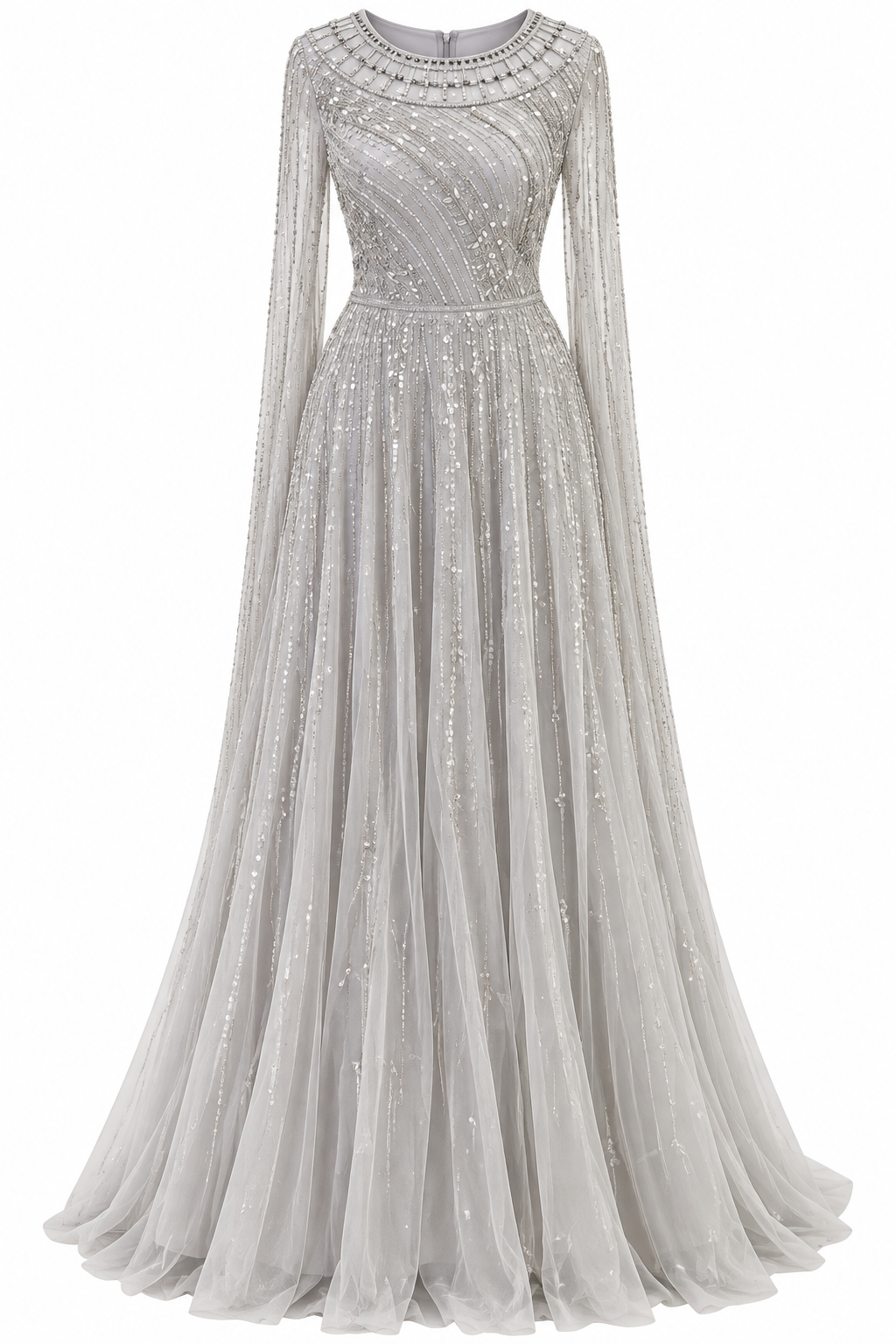 Couture Sonja Modest Evening Dress - Grey