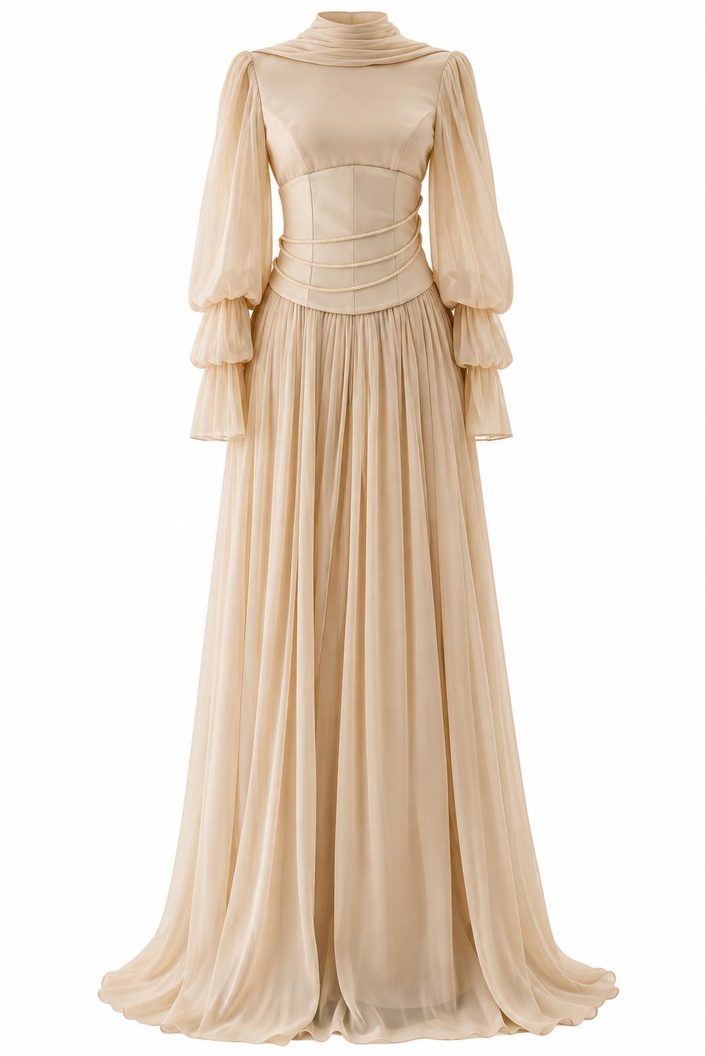 Liora Pearl Corset Modest Evening Dress - Salmon
