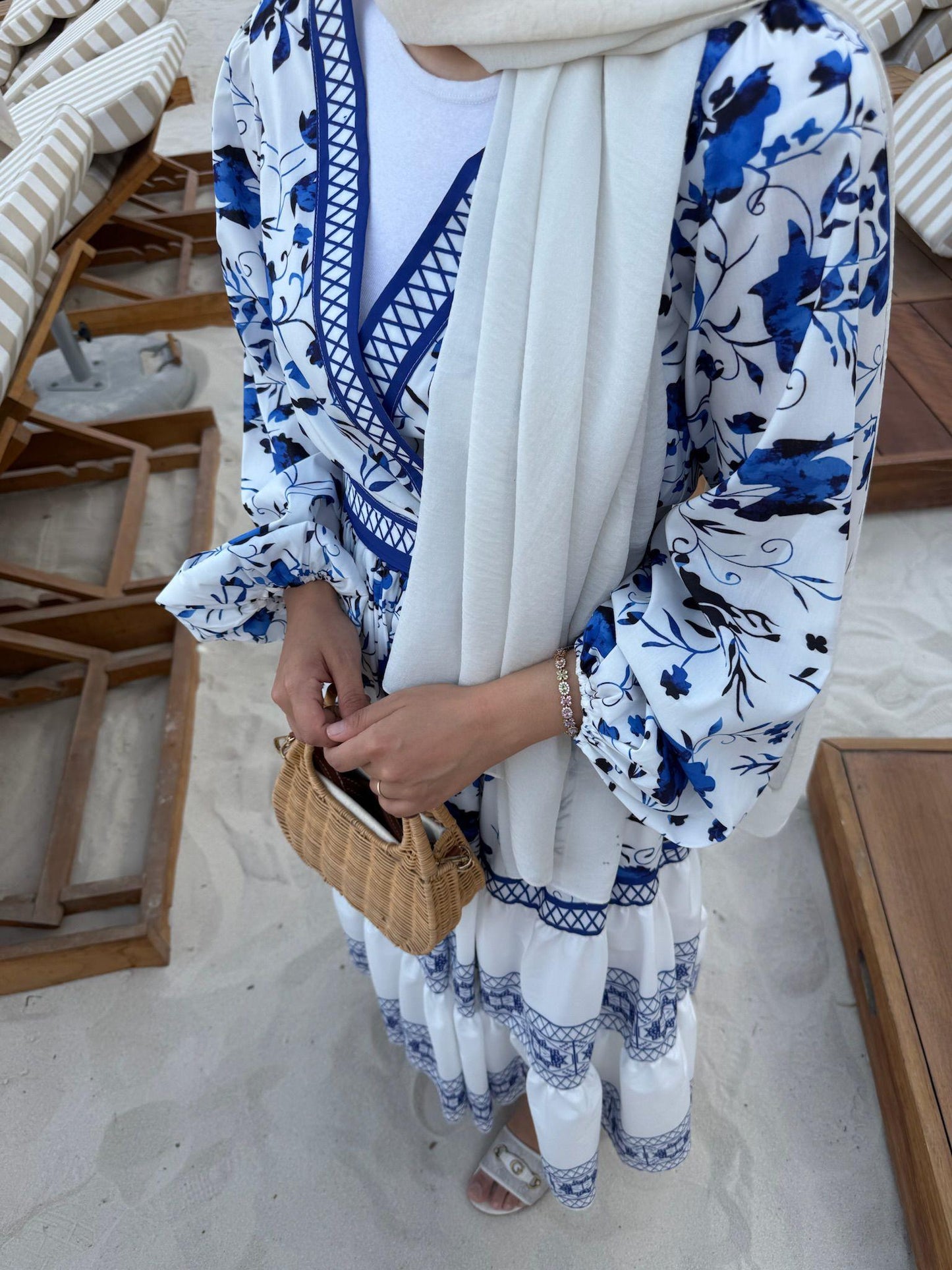 Floral Kimono & Skirt Set – Blue