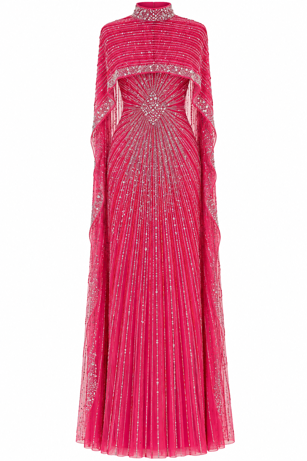 Couture Perla Modest Evening Dress - Fuchsia