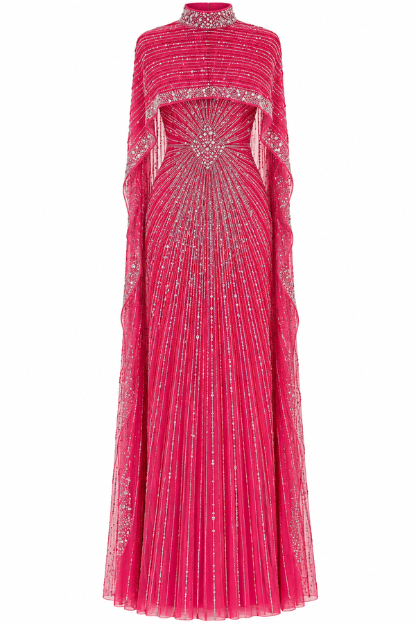 Couture Parla Modest Evening Dress - Fuchsia