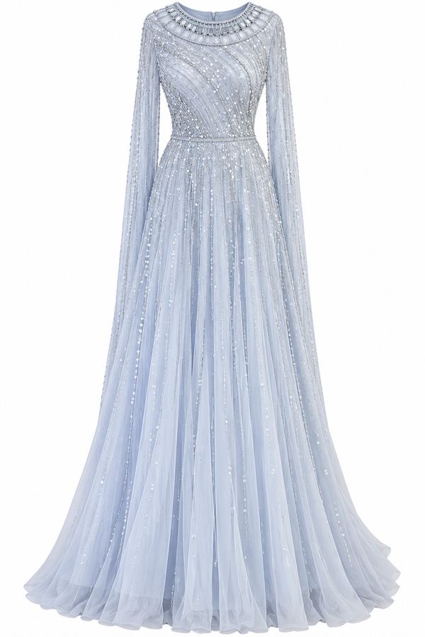 Couture Sonja Modest Evening Dress - Blue