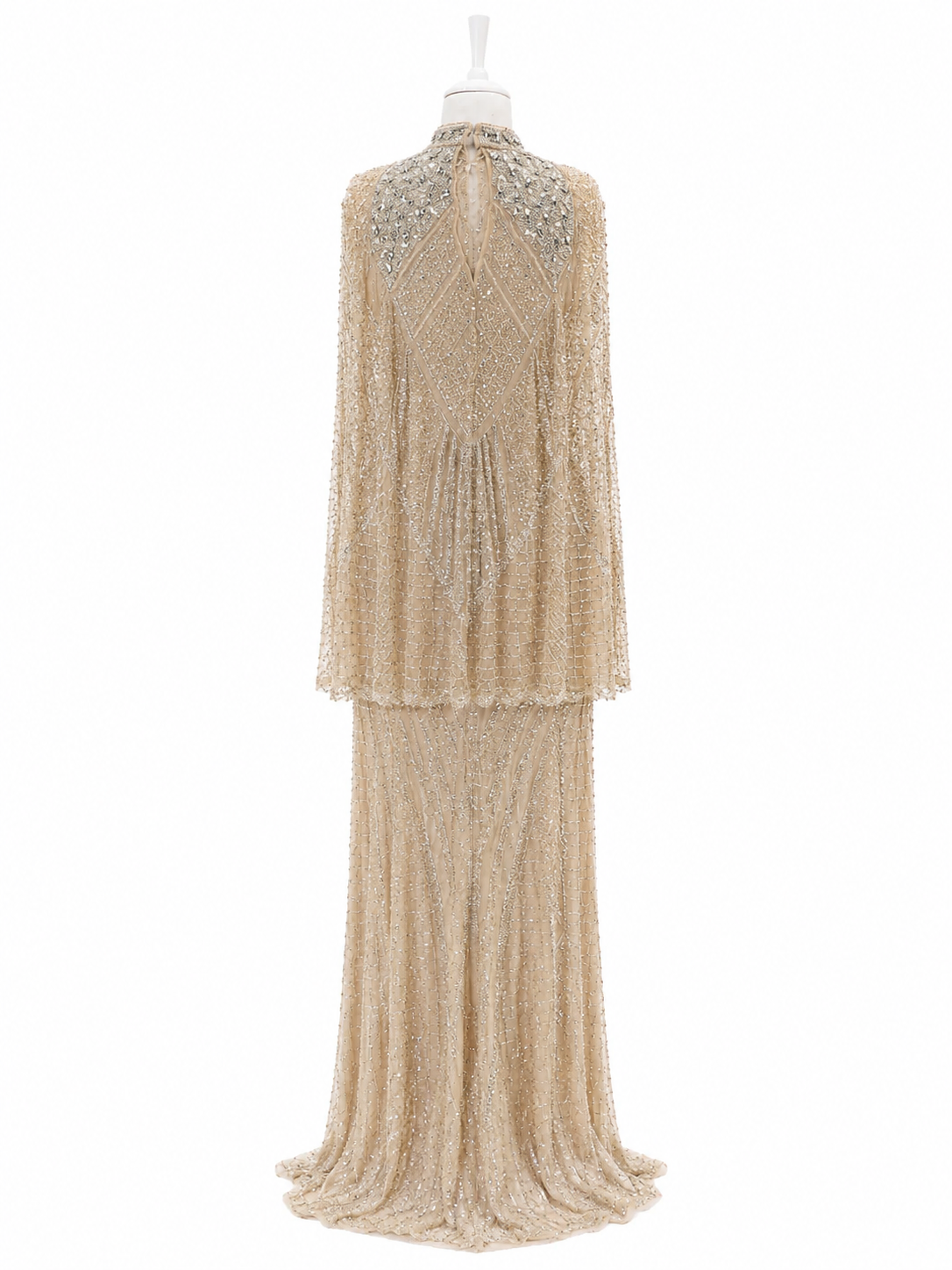 Couture Selenite Modest Evening Dress - Gold