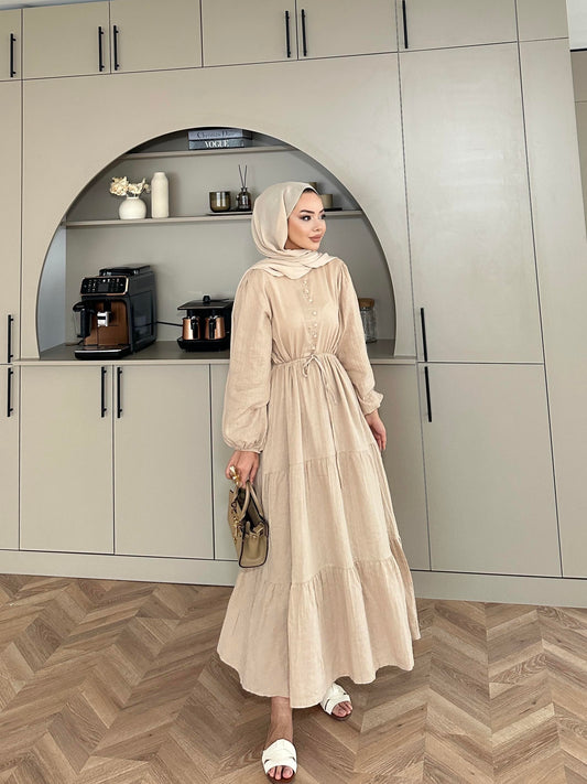 Maxi Muslin Dress- Beige
