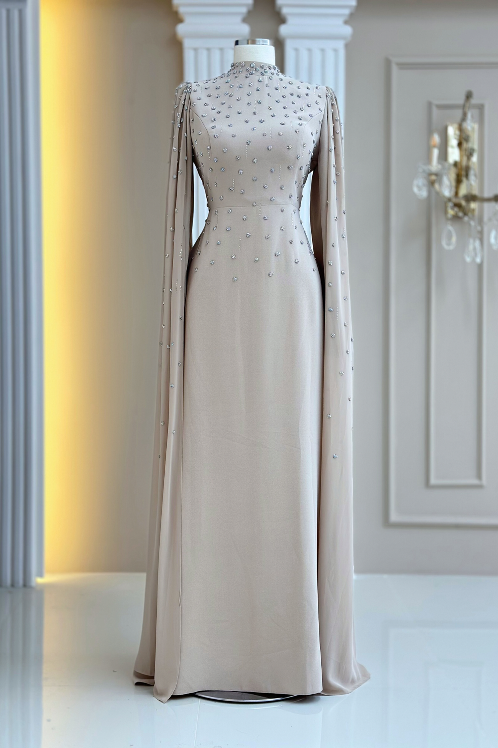 Afra Modest Evening Dress - Beige