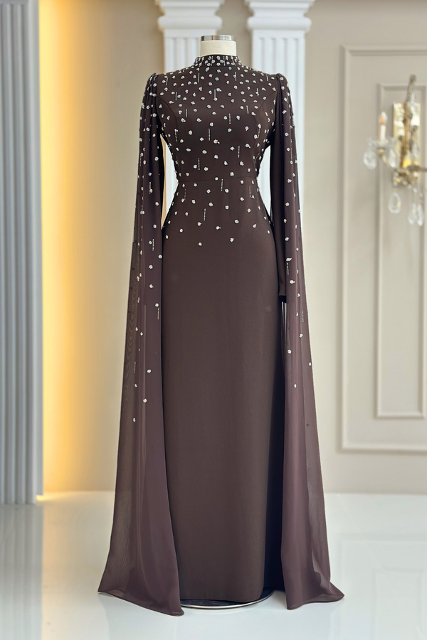 Afra Modest Evening Dress - Brown