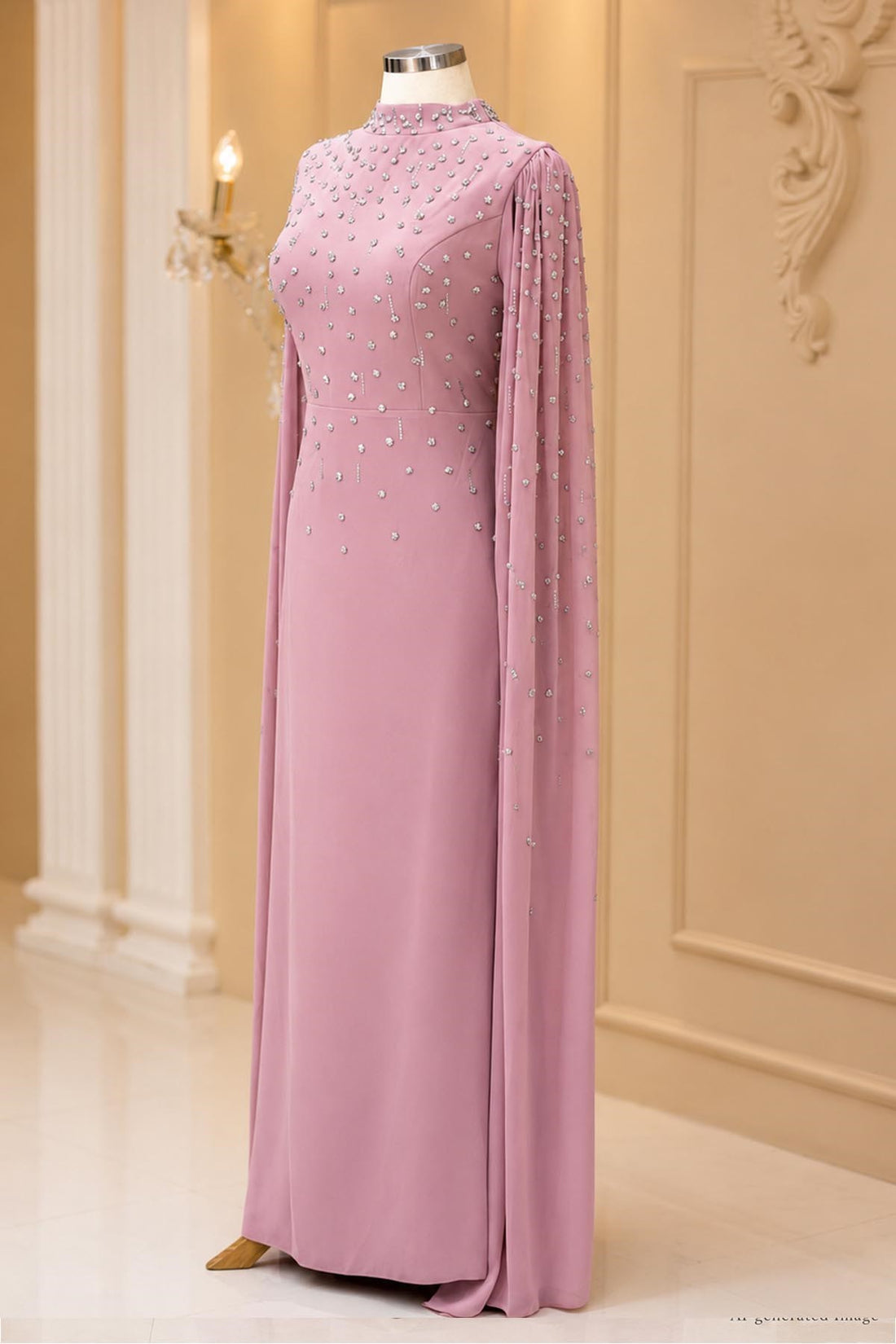 Afra Modest Evening Dress - Blush Pink