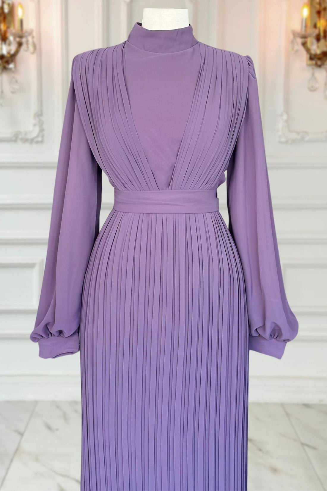 Alina Modest Evening Dress - Lavender