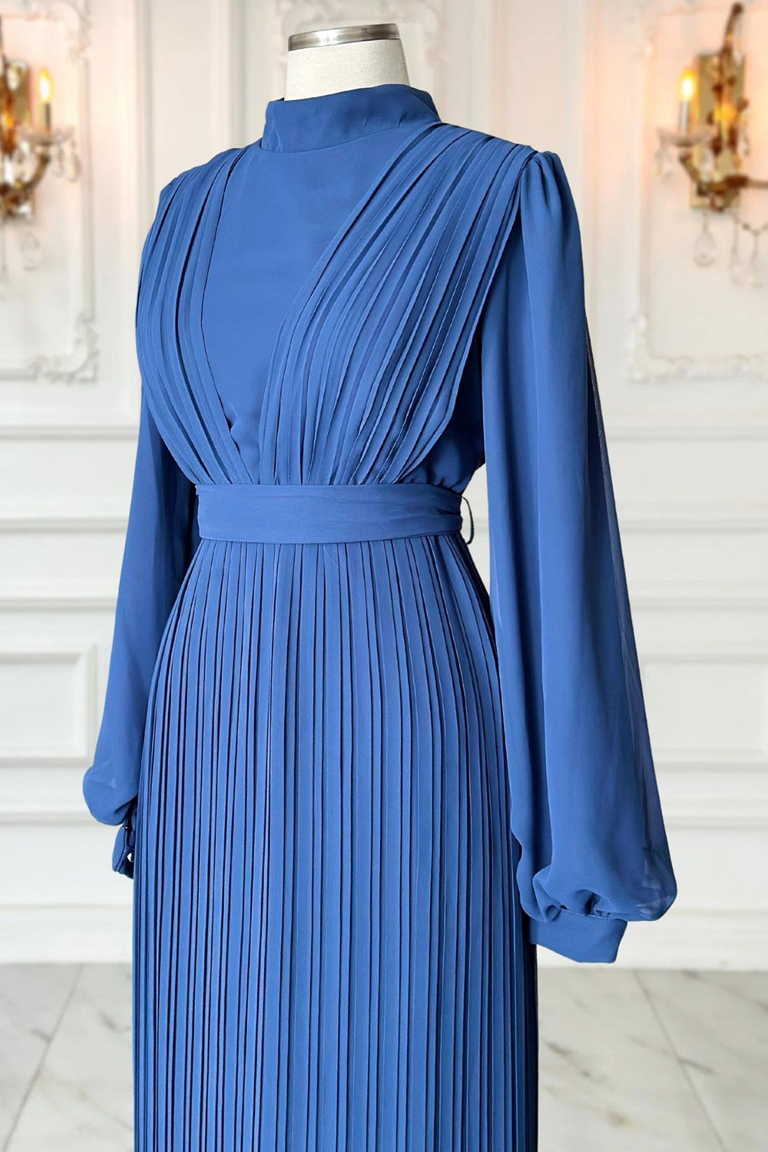 Alina Modest Evening Dress - Indigo