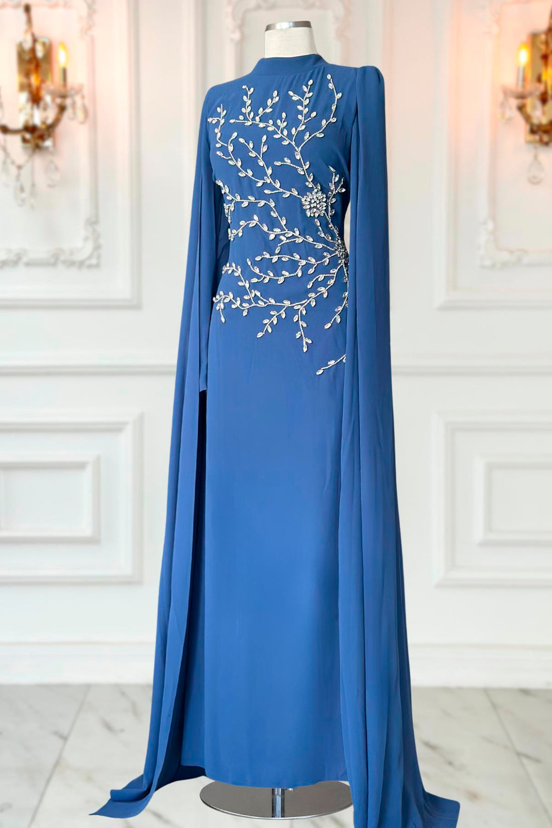 Alya Modest Evening Dress - Indigo