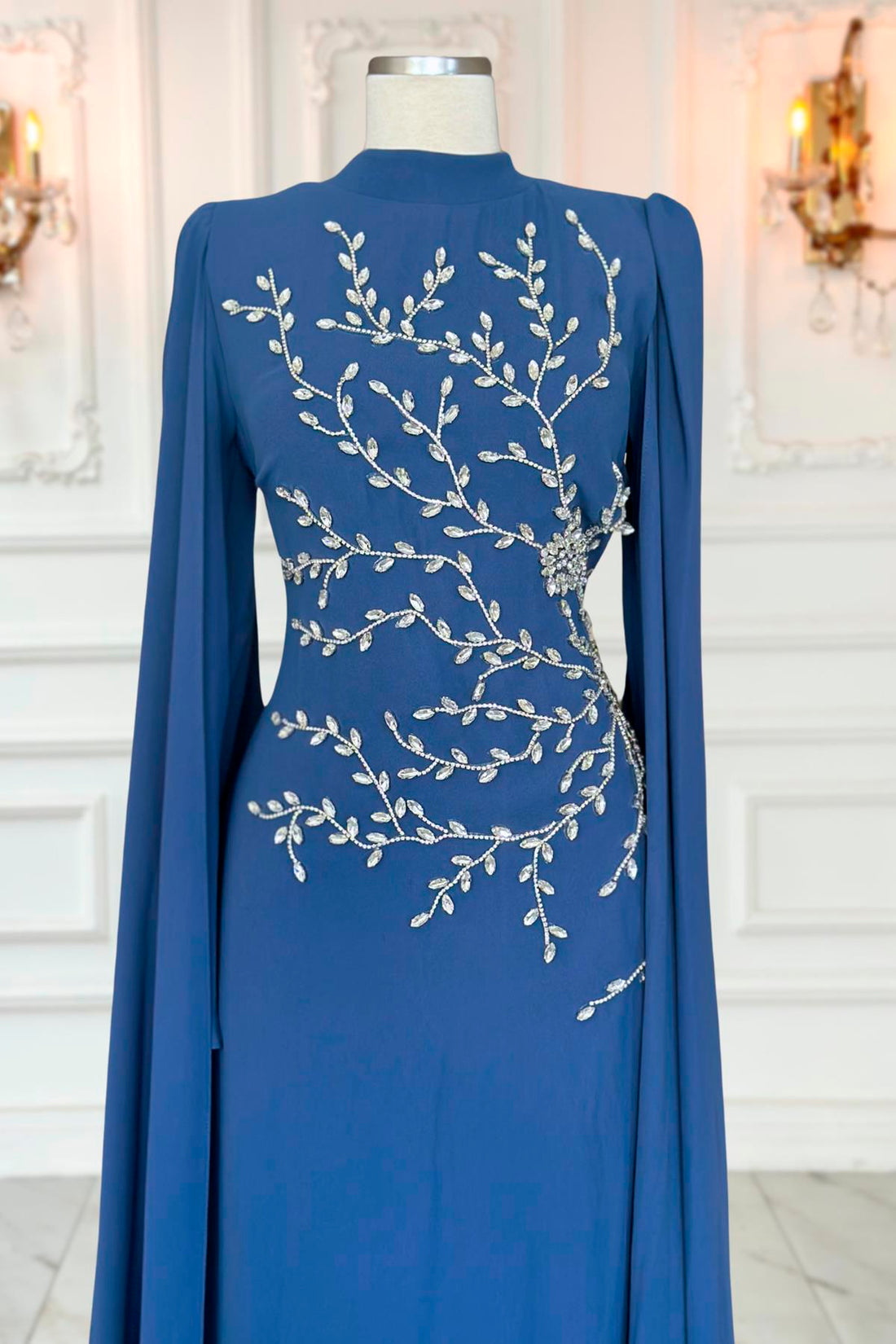 Alya Modest Evening Dress - Indigo