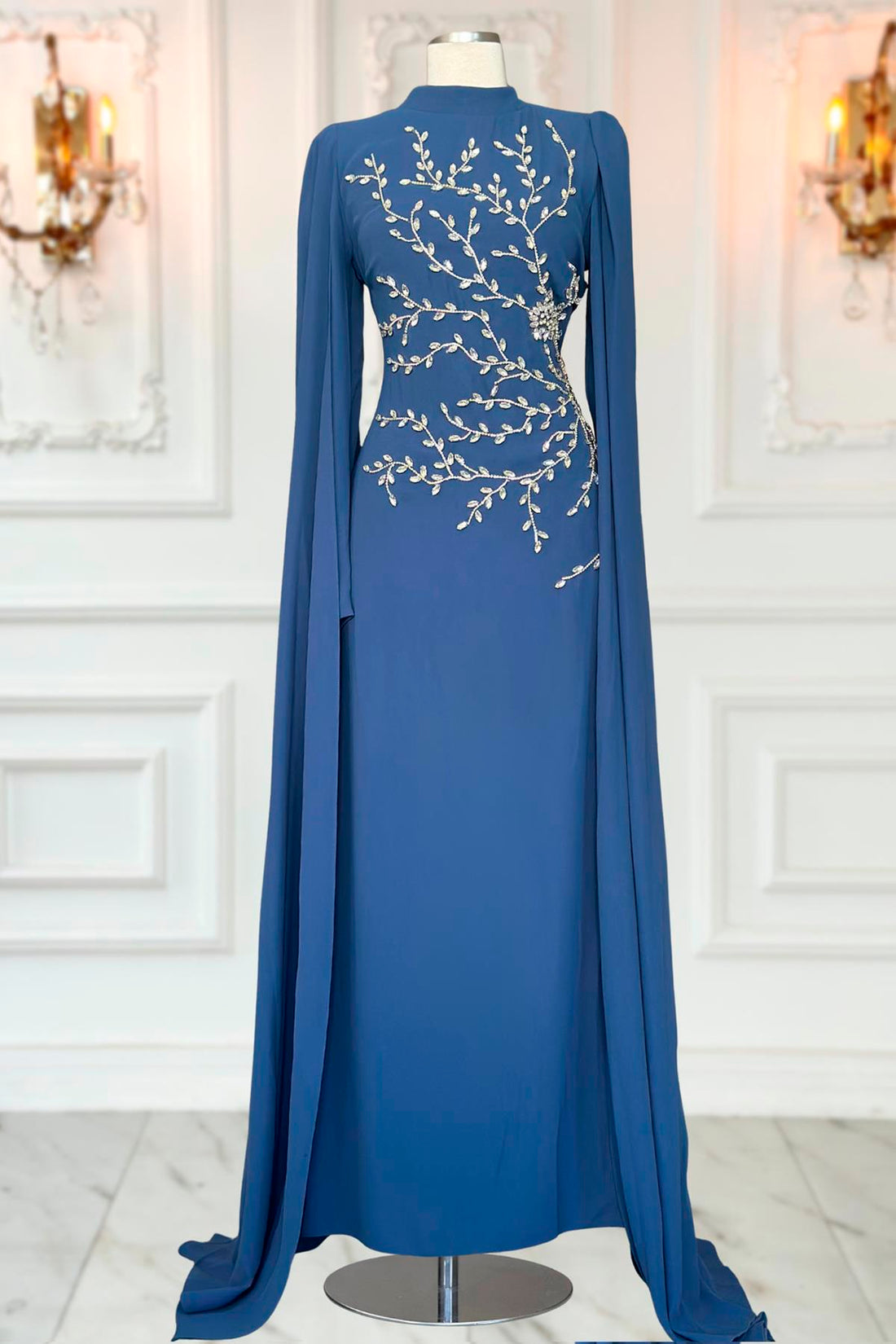 Alya Modest Evening Dress - Indigo