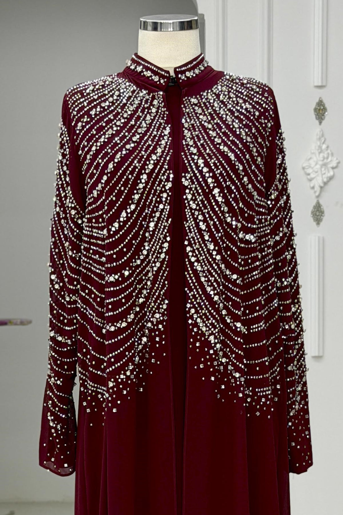 Aşiyan Modest Evening Dress - Burgundy