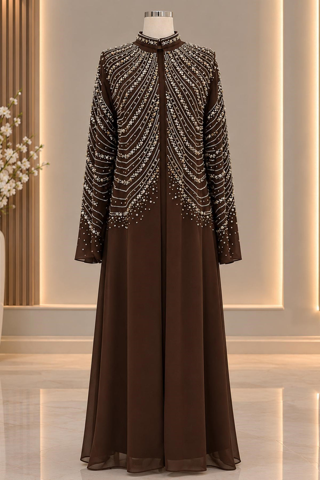 Aşiyan Modest Evening Dress - Brown
