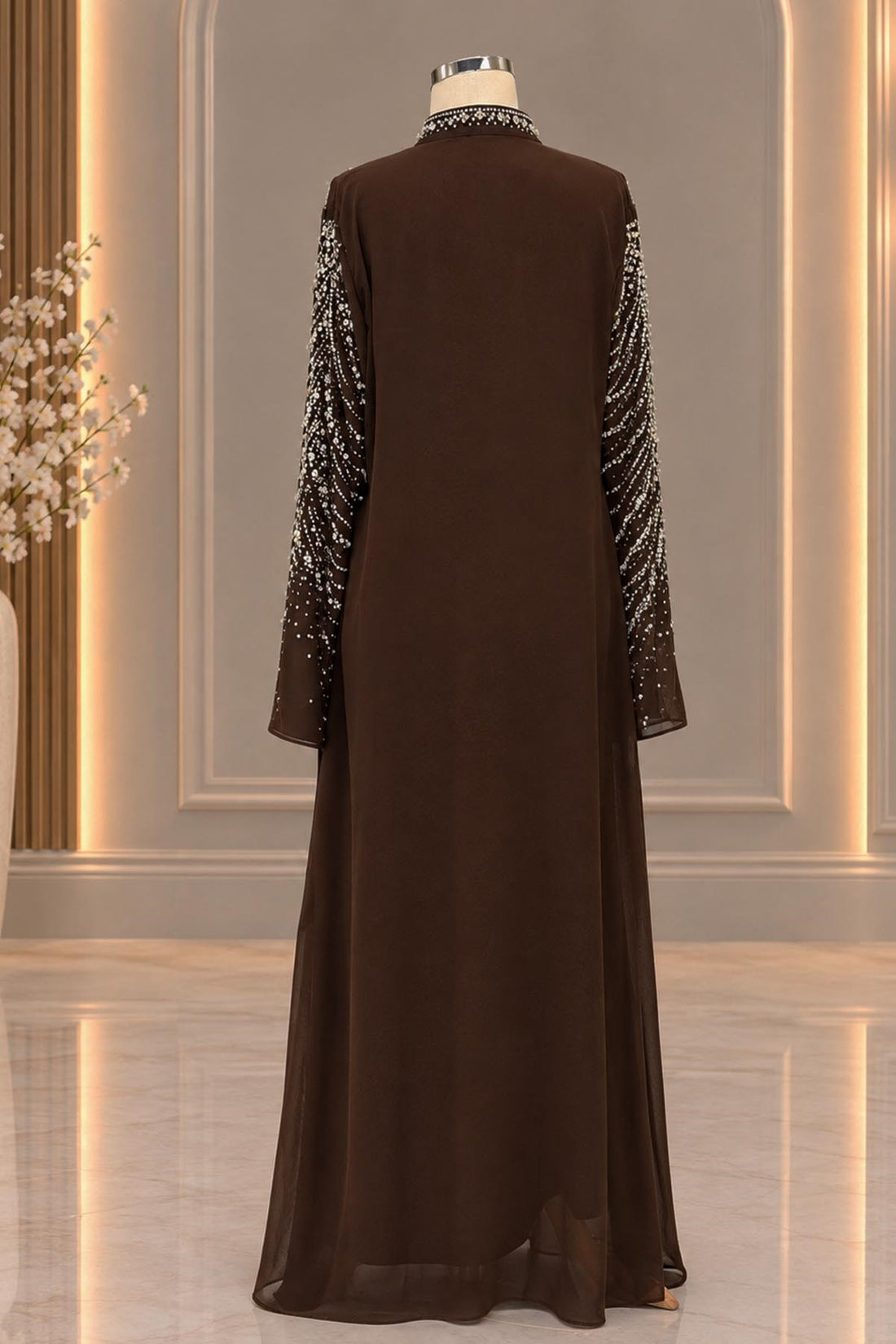 Aşiyan Modest Evening Dress - Brown