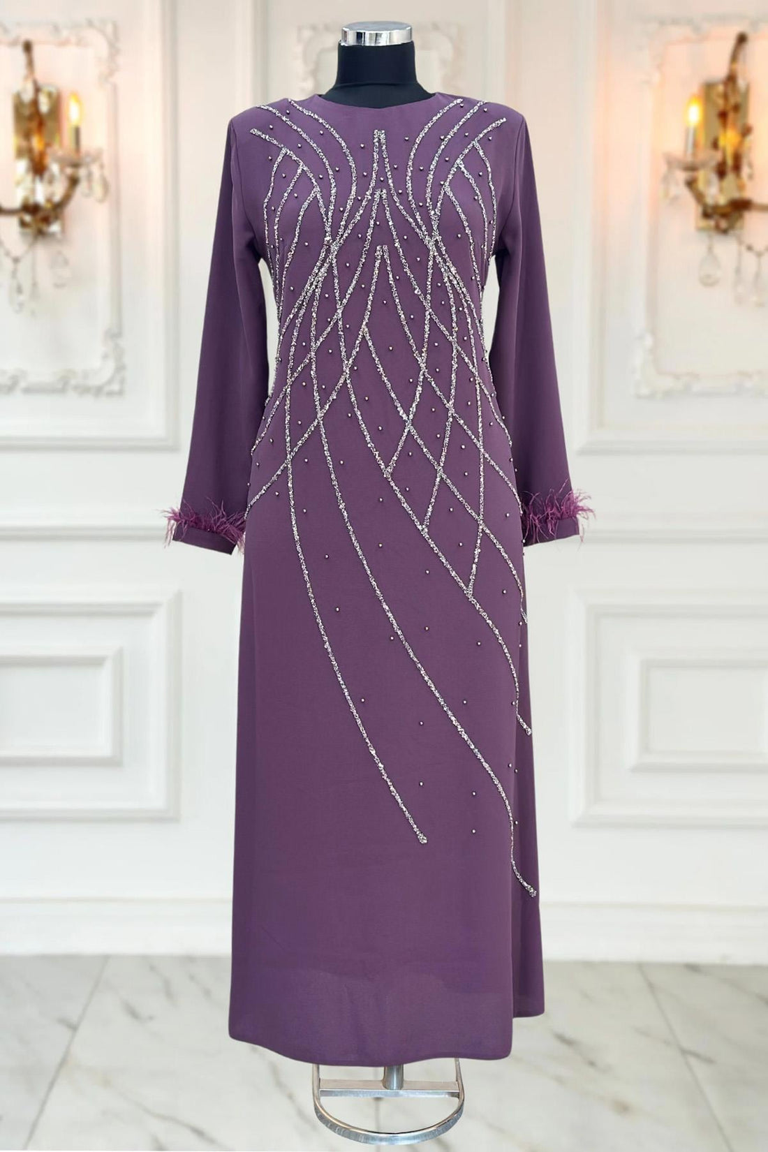 Asude Modest Evening Dress - Dusty Rose