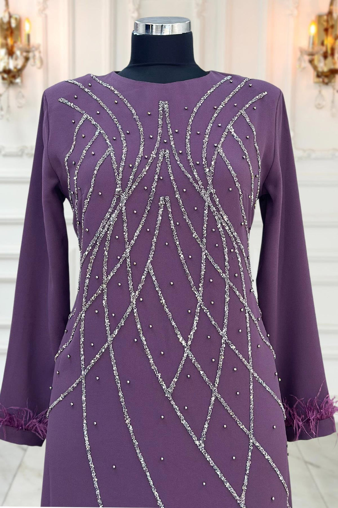 Asude Modest Evening Dress - Dusty Rose