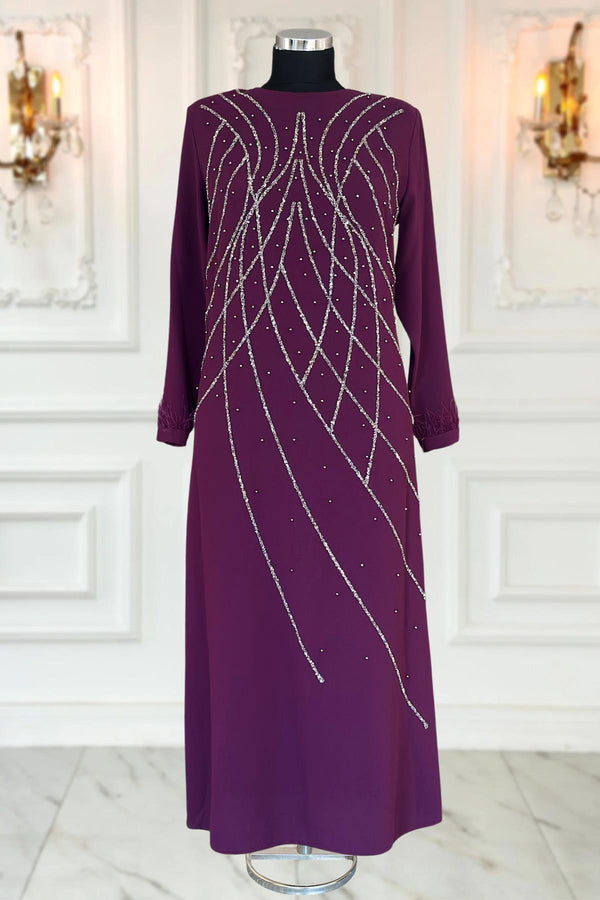 Asude Modest Evening Dress - Plum