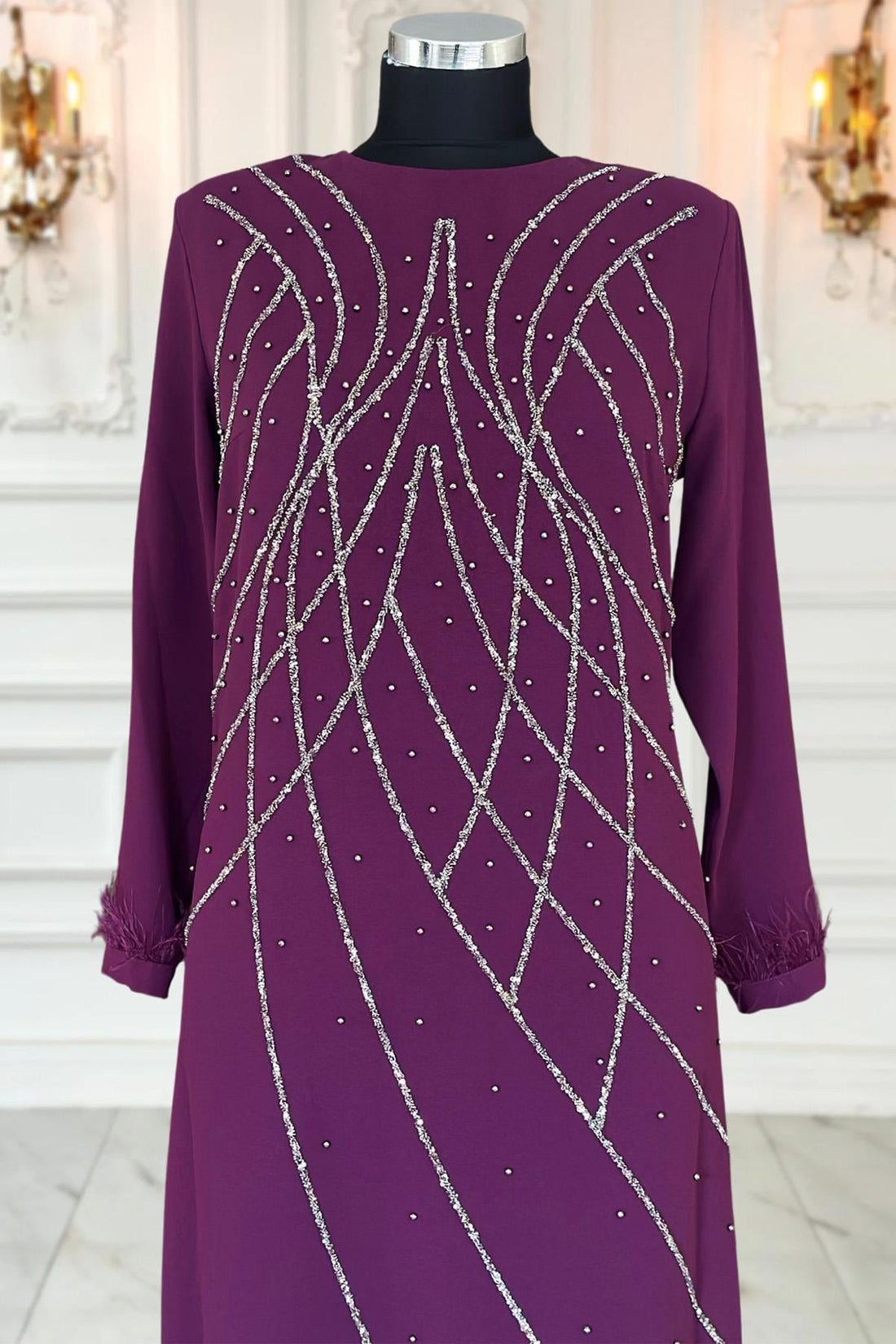 Asude Modest Evening Dress - Plum