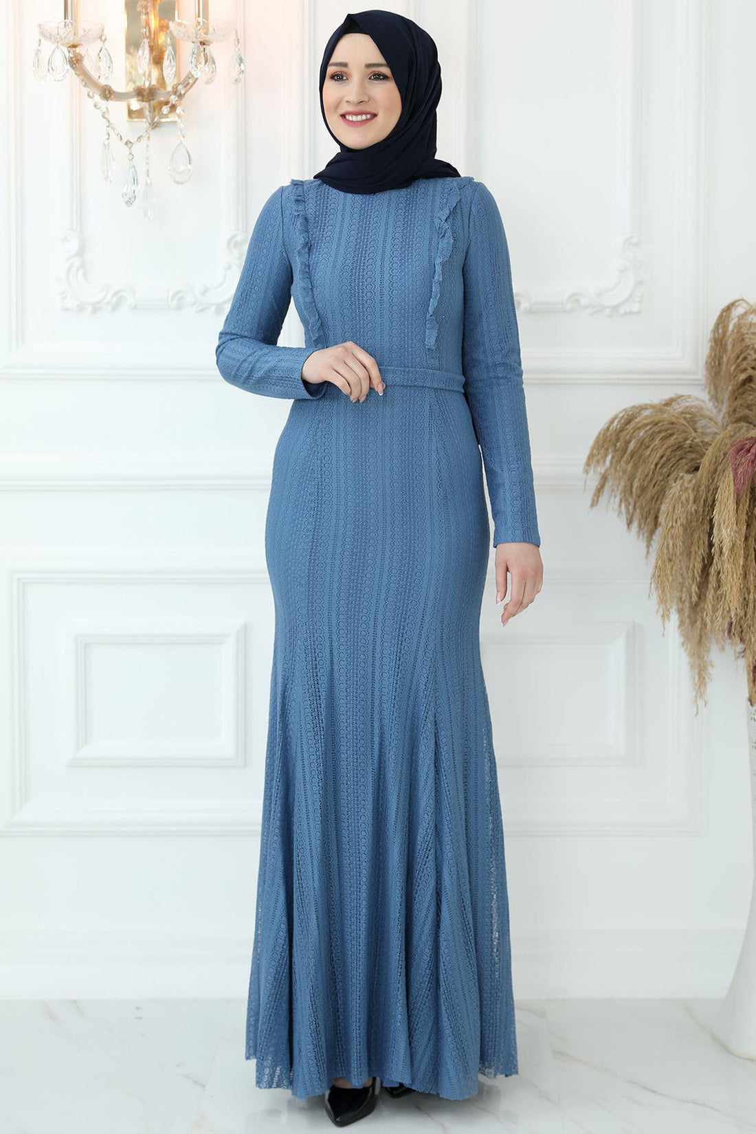 Belin Modest Evening Dress - Indigo