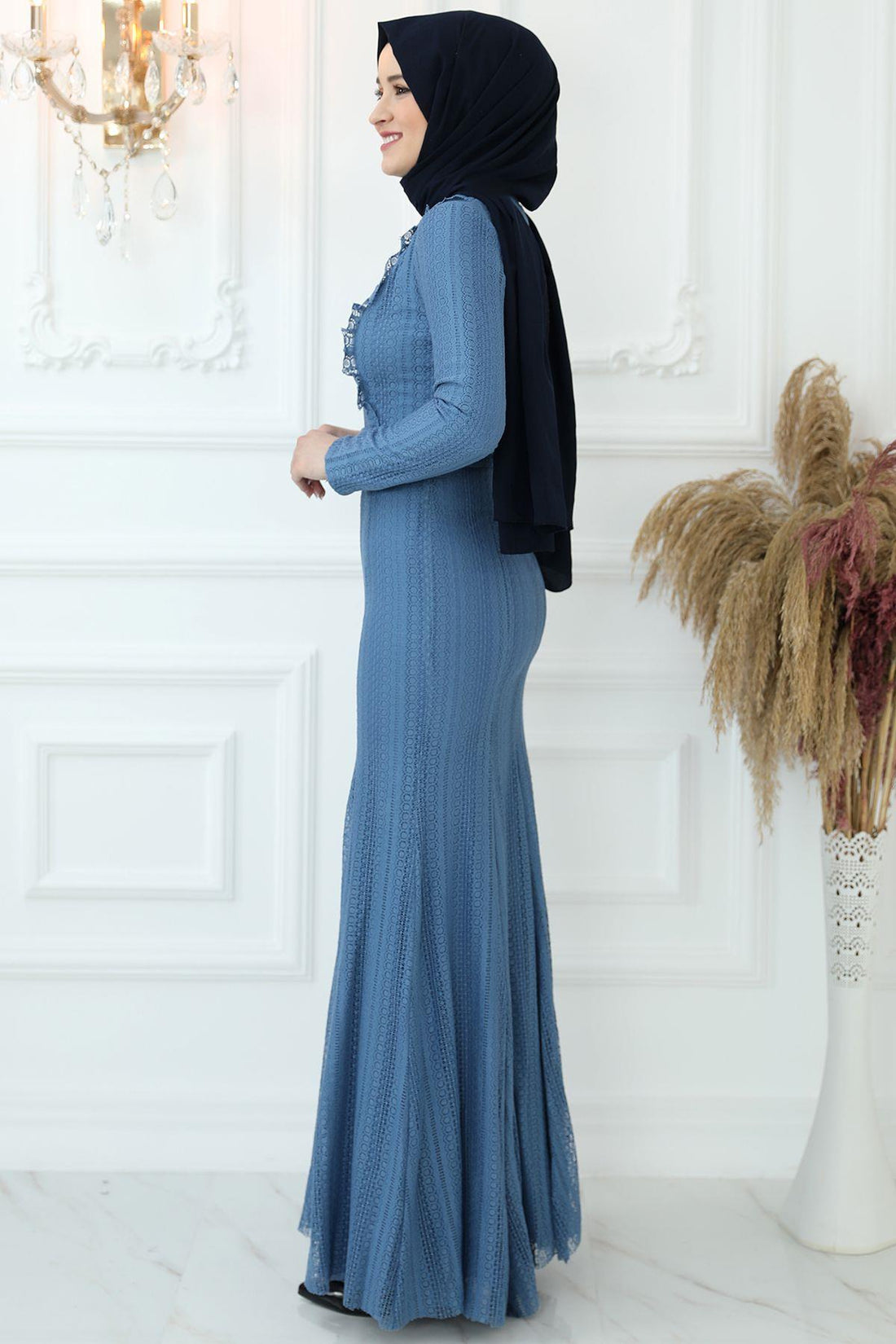 Belin Modest Evening Dress - Indigo
