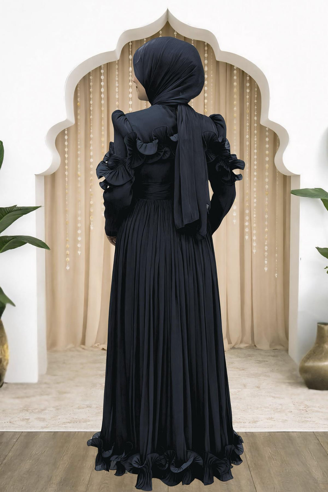 Beliz Modest Evening Dress - Black