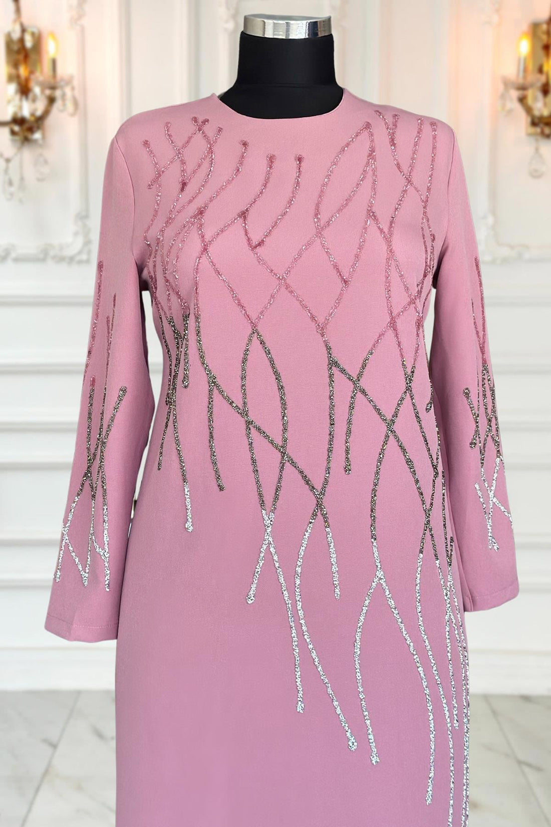 Berrin Modest Evening Dress - Dusty Rose